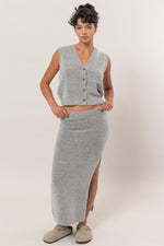 Button Front Vest And Skirt Set