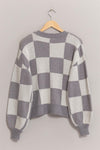 Checkered Cardigan Sweater