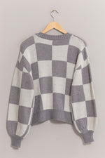 Checkered Cardigan Sweater