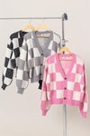 Checkered Cardigan Sweater