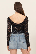 Lace Long Sleeve Bustier Top