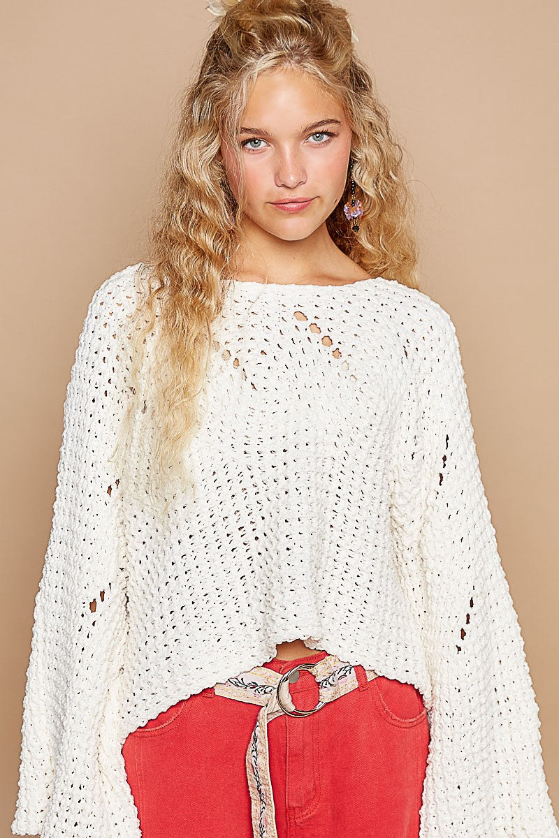 Round Neck Semi Cropped Sweater