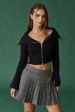 Audrey Off Shoulder Zip Up Sweater