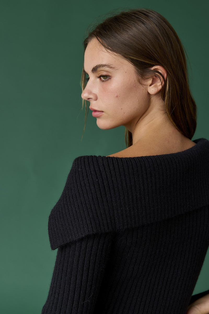 Audrey Off Shoulder Zip Up Sweater