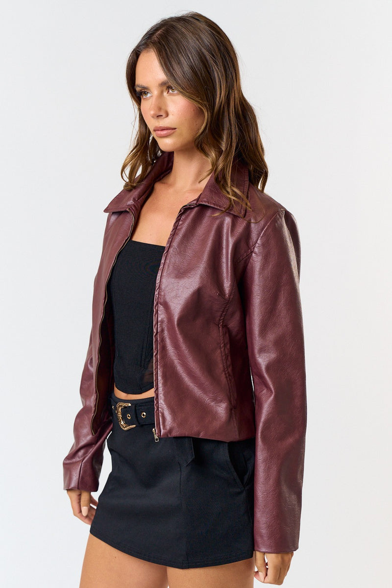 Washed PU Leather Jacket