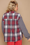 Oversized Plaid Contrast Button Down Jacket