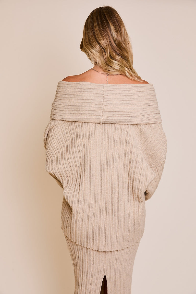 Off Shoulder Neckline Oversized Sweater