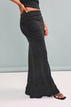 High Waisted Ruched Maxi Skirt