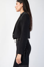 Cropped Single Button Woven Jacket