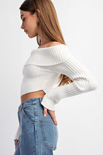 Off Shoulder Asymmetric Sweater Top