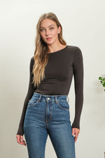 Round Neck Long Sleeve Fitted Top