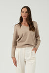 V-Neck Drop Shoulder Knit Sweater