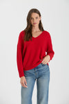 V-Neck Drop Shoulder Knit Sweater