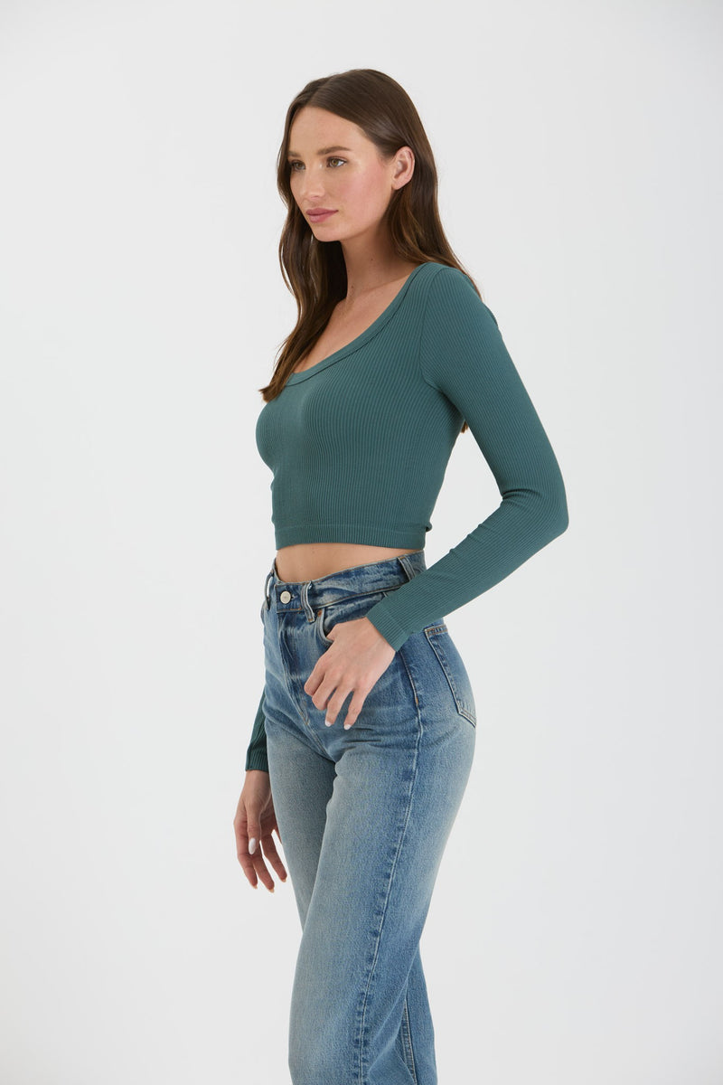 Scoop Neck Sweater Knit Crop Top