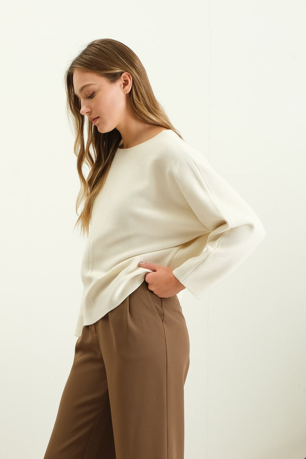 Boat Neck Front Seam Sweater