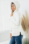 Textured Faux Fur Quilted Hoodie Vest