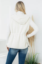 Textured Faux Fur Quilted Hoodie Vest