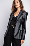 Faux Leather Slim Fit Blazer