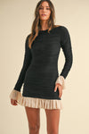 Contrast Frill Detailed Ruched Mini Dress