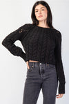 Raglan Long Sleeve Cable Sweater Top