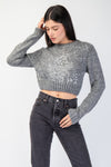 Embellished Crop Sweater Top