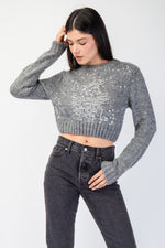 Embellished Crop Sweater Top