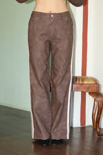 Stripe Binding Washed PU Pants