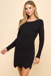 Ribbed Scallop Hem Dress