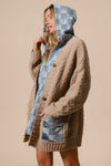 Washed Checker Denim Sweater Cardigan