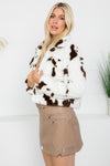 Cow Print Short Faux Fur Jacket