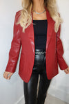 Vintage Havana- Faux Leather Blazer