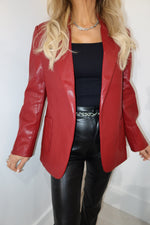 Vintage Havana- Faux Leather Blazer