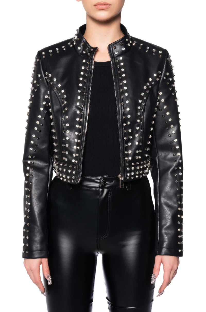 Silvia Crystal Moto Jacket