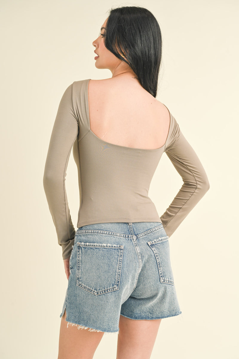 Long Sleeve Scoop Back Soft Top