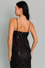 Spaghetti Strap V-Neck Chiffon Sequin Open Top