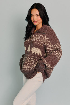 Fair Isle Jacquard Oversized Sweater Pullover