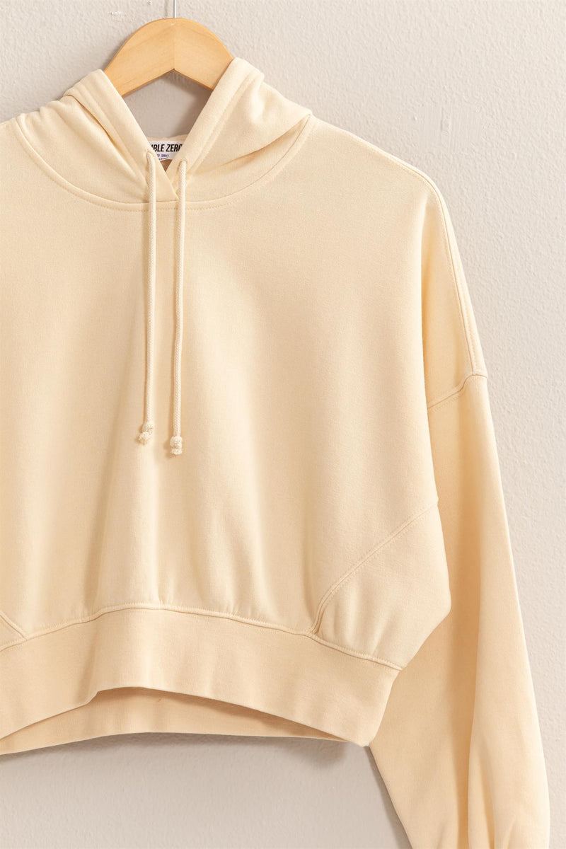 Drop Shoulder Cropped Hoodie