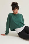 Cropped Crewneck Sweatshirt With Raw Hem