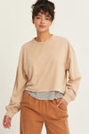 Cropped Crewneck Sweatshirt With Raw Hem