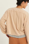 Cropped Crewneck Sweatshirt With Raw Hem