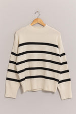 Striped Mock Neck Sweater