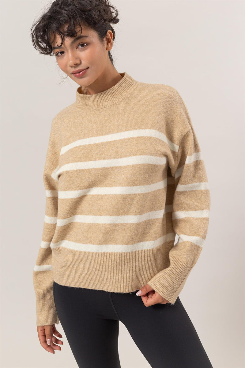 Striped Mock Neck Sweater