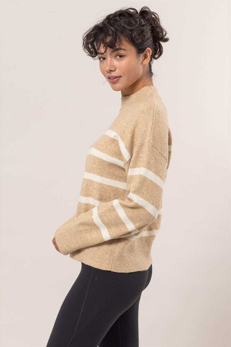 Striped Mock Neck Sweater