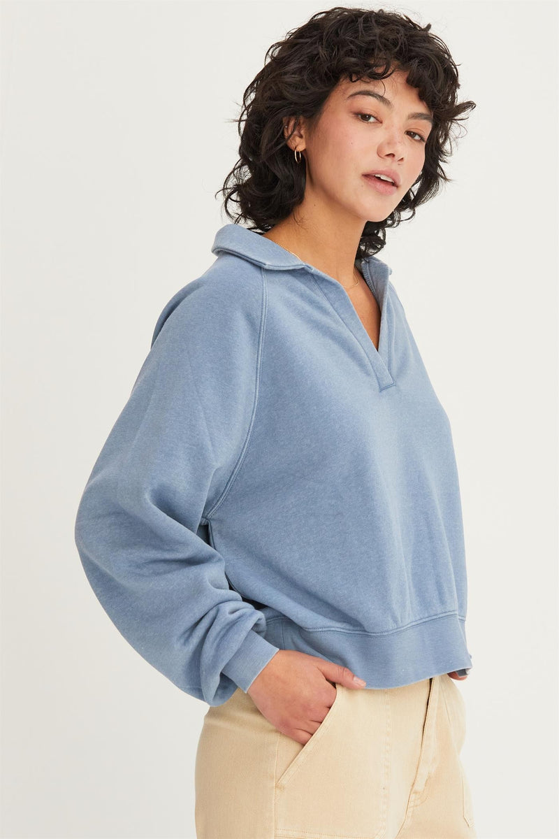 Casual Collared Sweatshirt