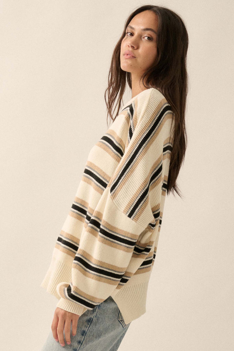 Oversized Stripe Knit Sweater