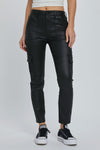 High Waist Cargo Cigarette Jeans