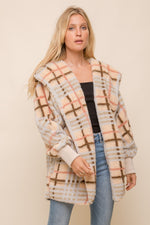 Checked Oversize Teddy Bear Jacket