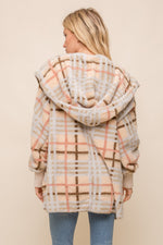 Checked Oversize Teddy Bear Jacket