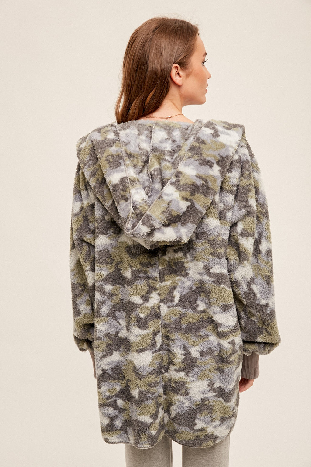 Camo Oversized Teddy Bear Jacket