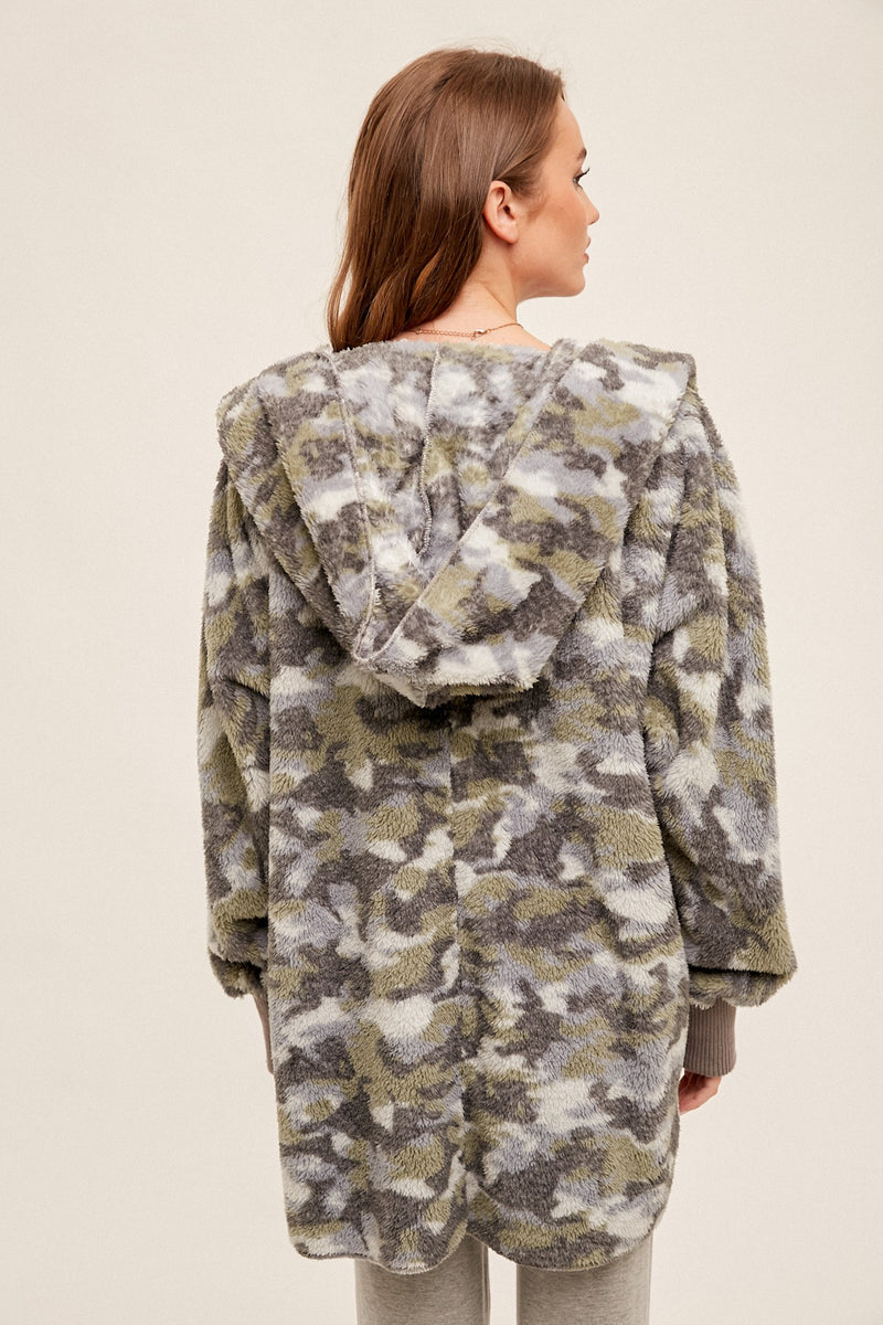 Camo Oversized Teddy Bear Jacket